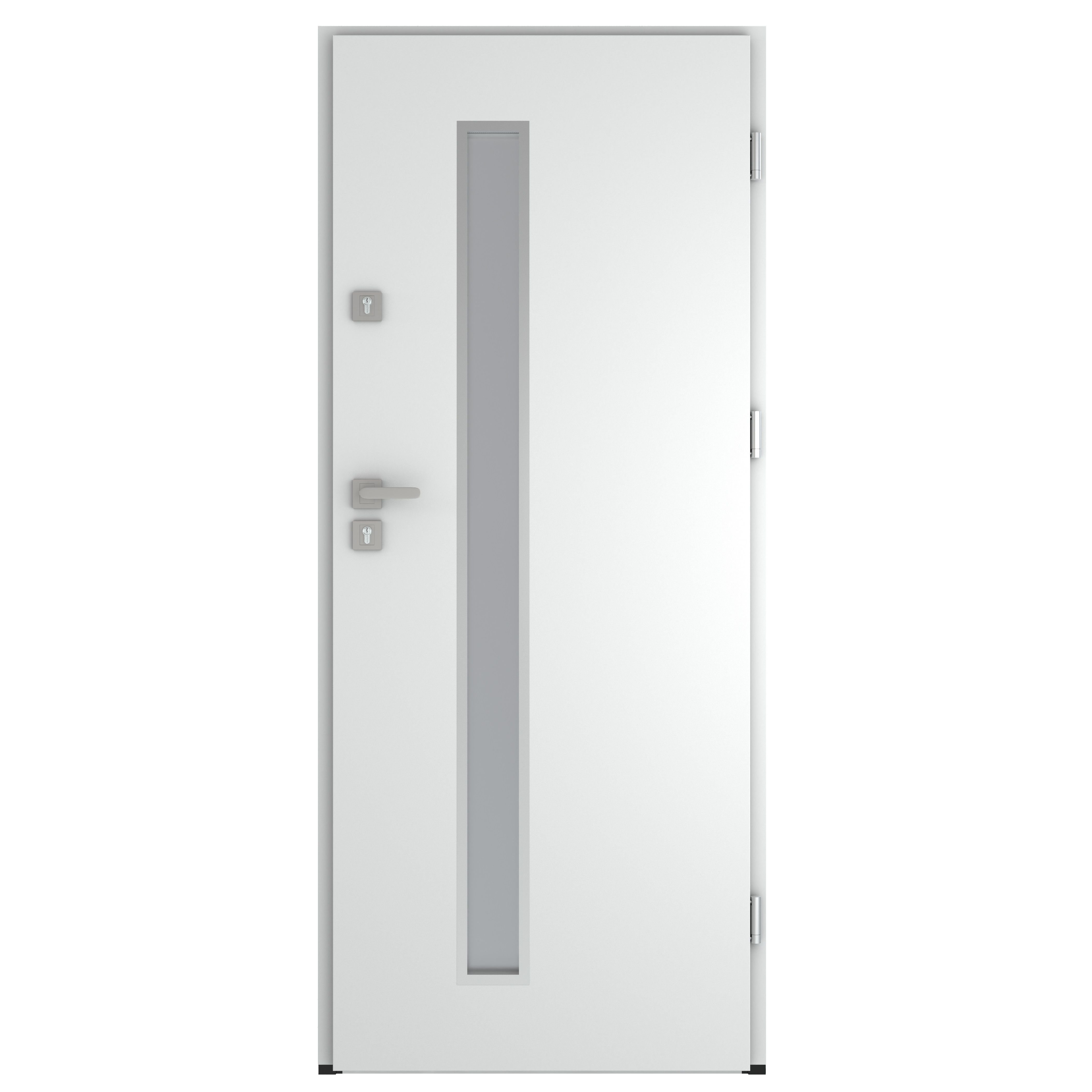 Usa exterior FORTIA Pasni, cu geam, dreapta, 88 x 208 cm, alb