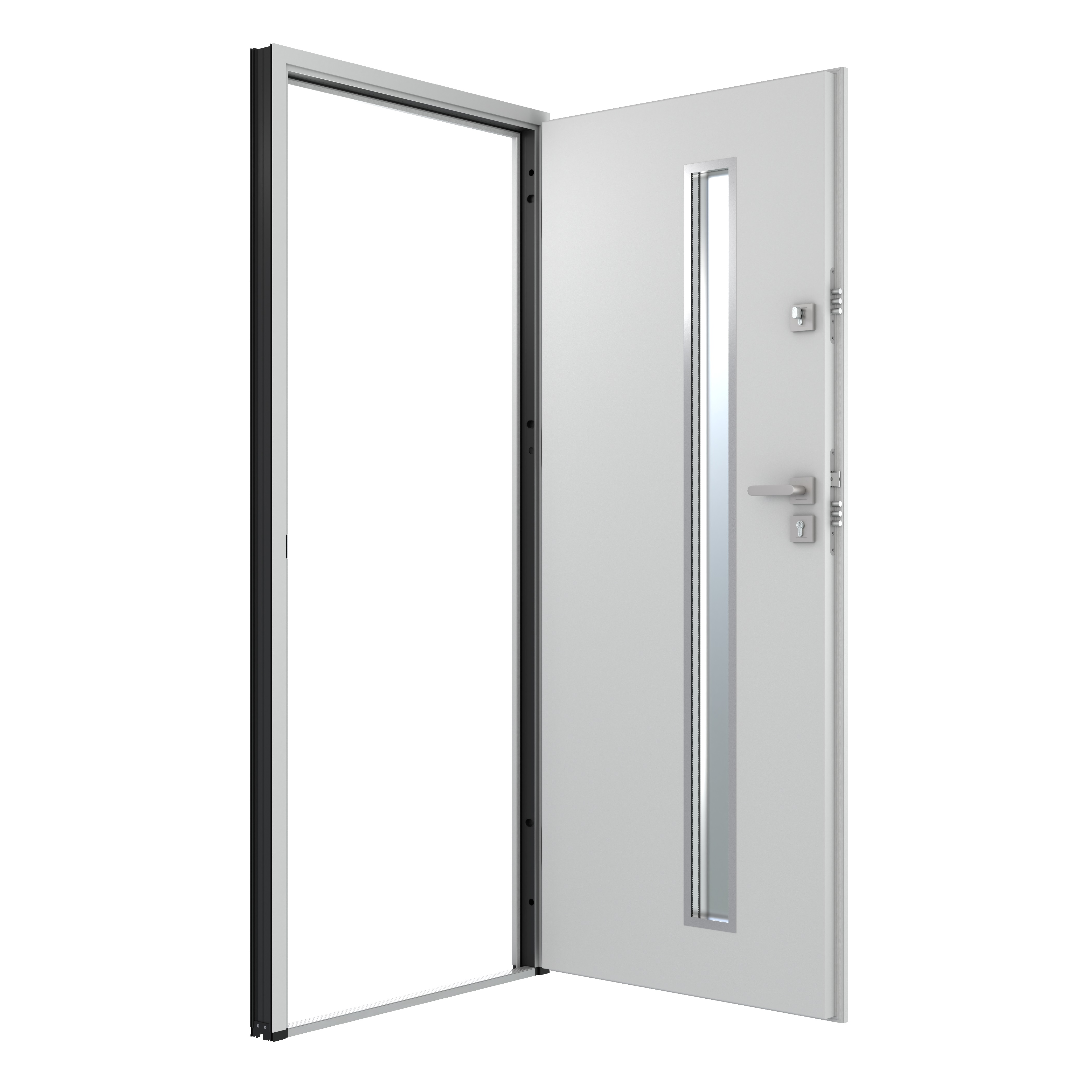 Usa exterior FORTIA Pasni, cu geam, dreapta, 88 x 208 cm, alb