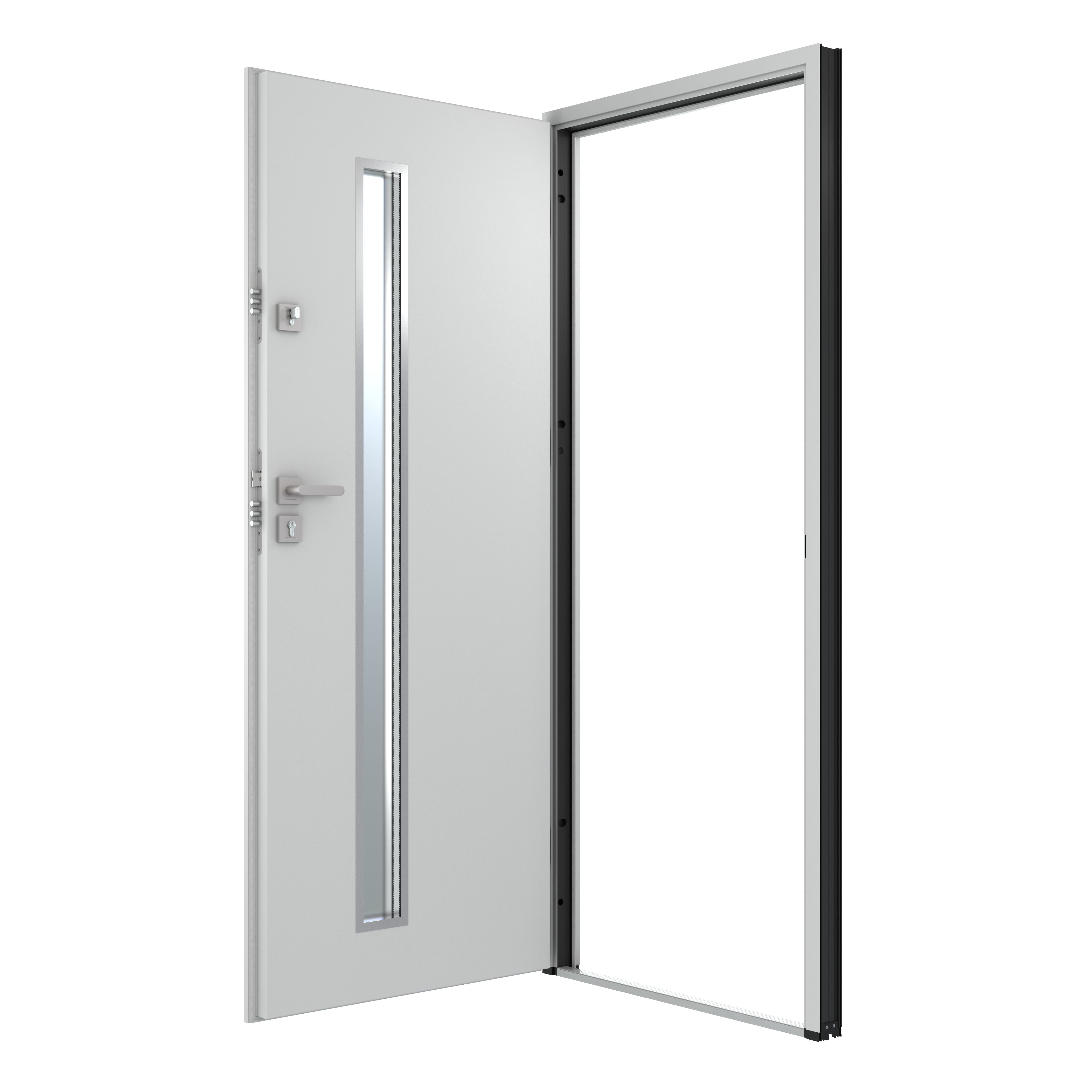 Usa exterior FORTIA Pasni, cu geam, stanga, 88 x 208 cm, alb