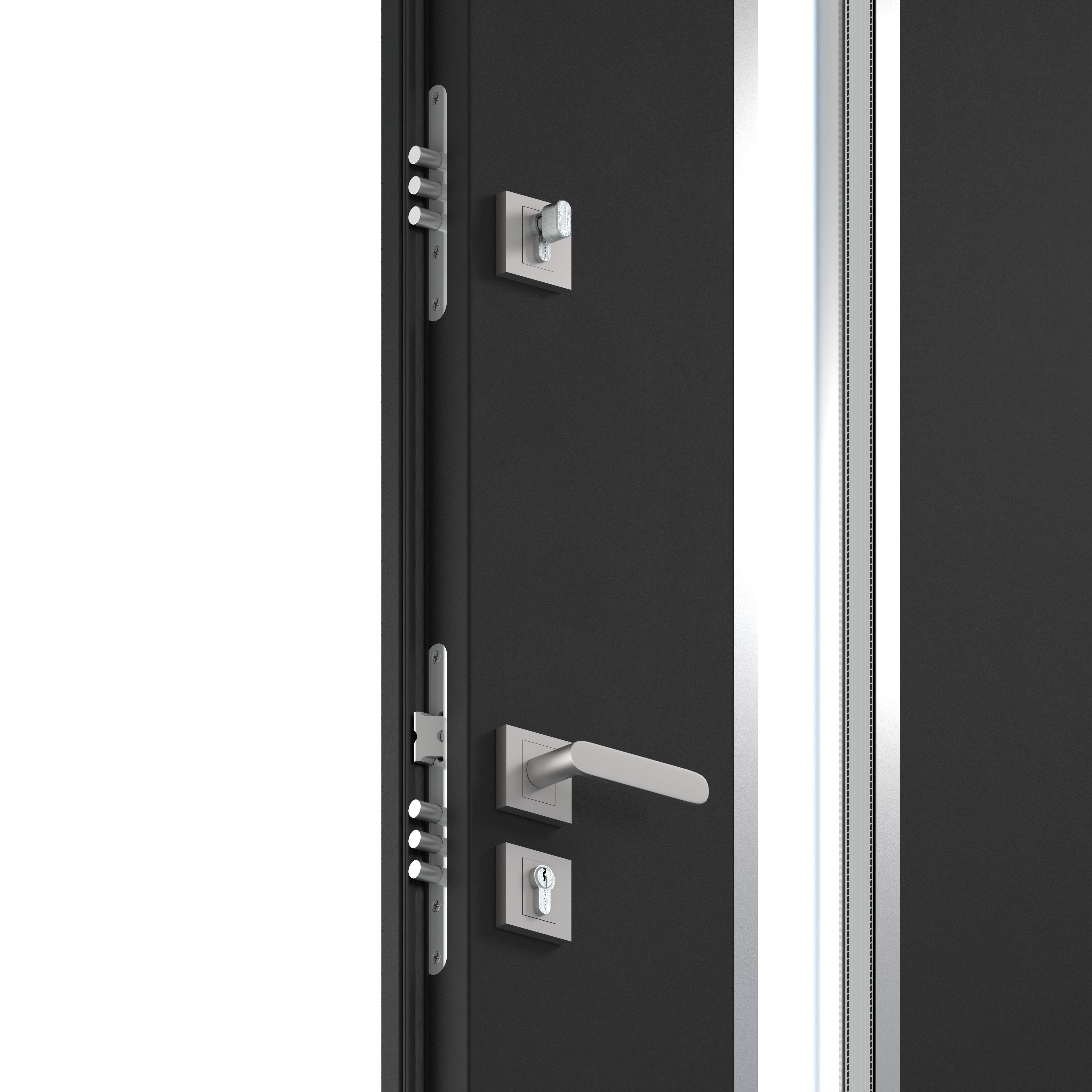 Usa exterior FORTIA Pasni, cu geam, dreapta, 88 x 208 cm, antracit