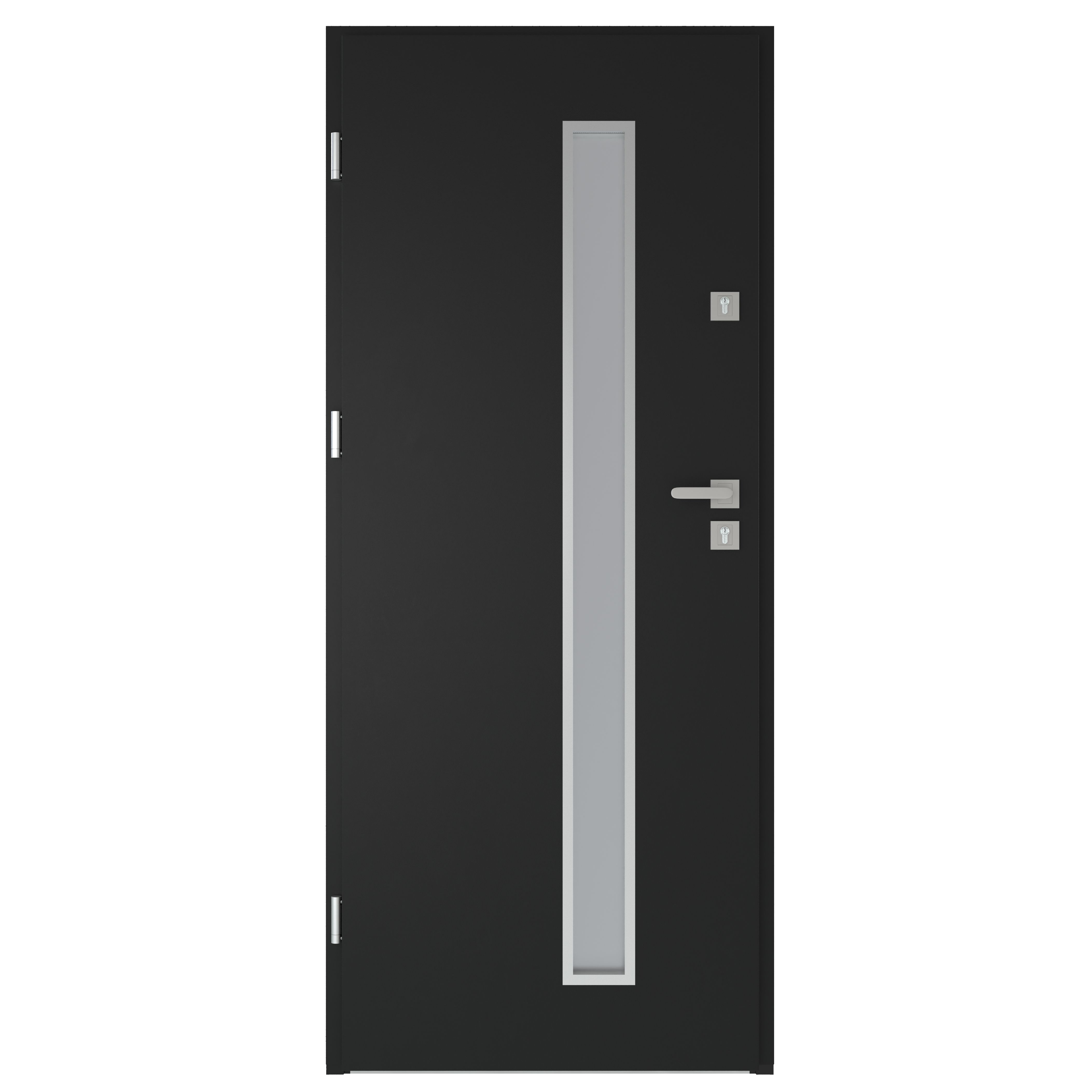 Usa exterior FORTIA Pasni, cu geam, stanga, 88 x 208 cm, antracit