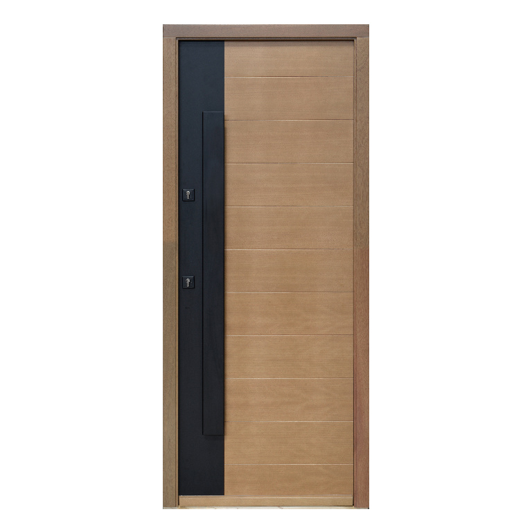 Usa exterior FORTIA Sassel, fara geam, dreapta, lemn, 88 x 205 cm, stejar