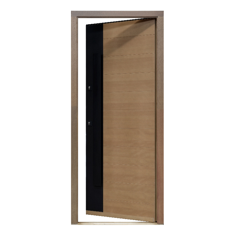 Usa exterior FORTIA Sassel, fara geam, dreapta, lemn, 88 x 205 cm, stejar