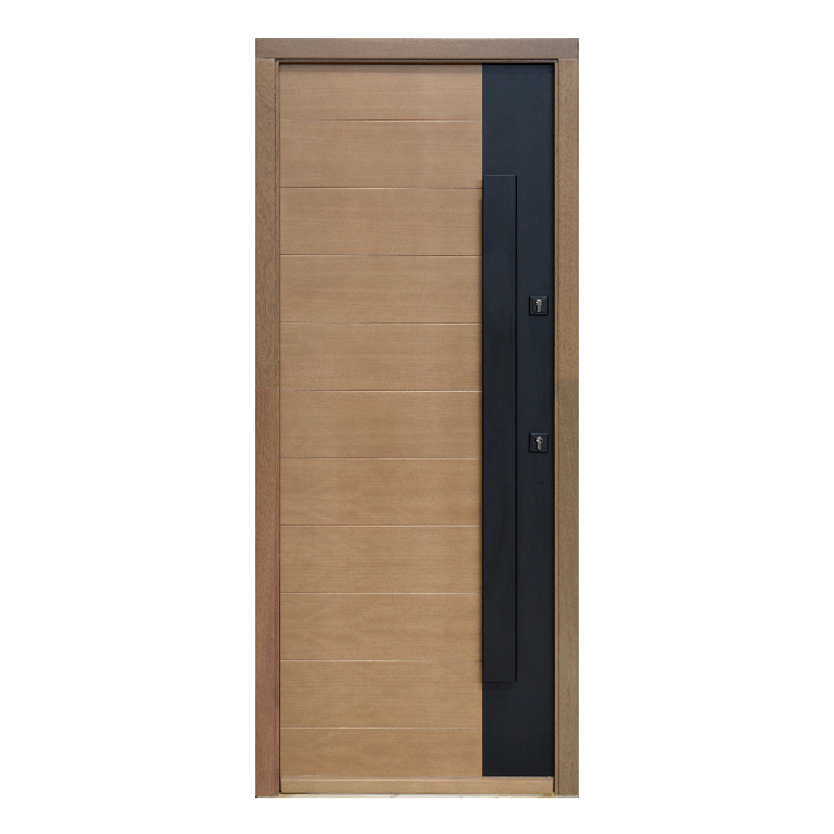 Usa exterior FORTIA Sassel, fara geam, stanga, lemn, 88 x 205 cm, stejar