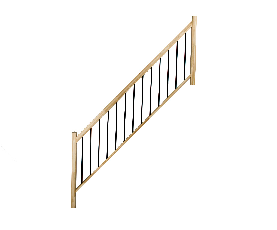 Balustrada fag cu balustri verticali din metal Fortia, 260 cm, natur-negru