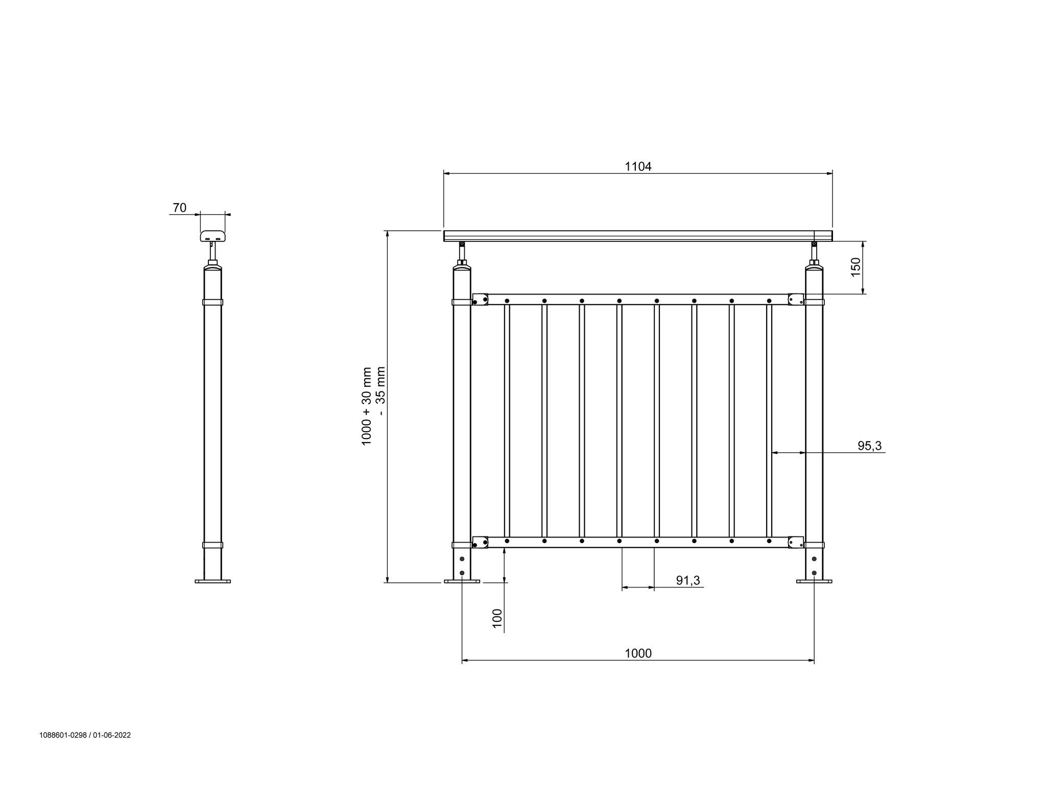Balastru modular Fortia Batumi, 100 x 100 cm, aluminiu, negru