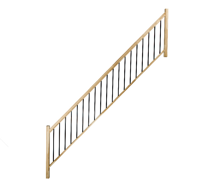 Balustrada fag cu balustri verticali din metal Fortia, 360 cm, natur-negru