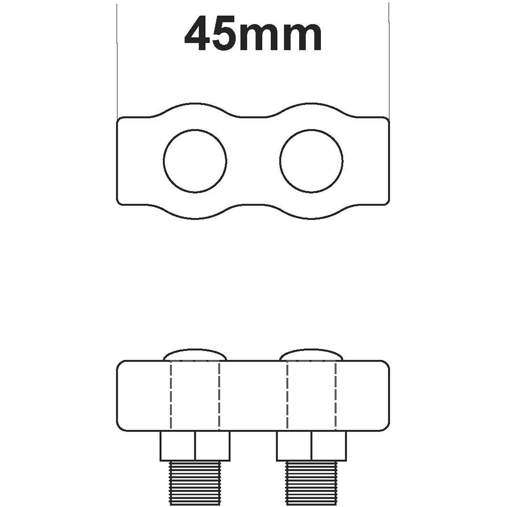 Clema dubla cabluri DIALL, 4mm, otel, 2 bucati