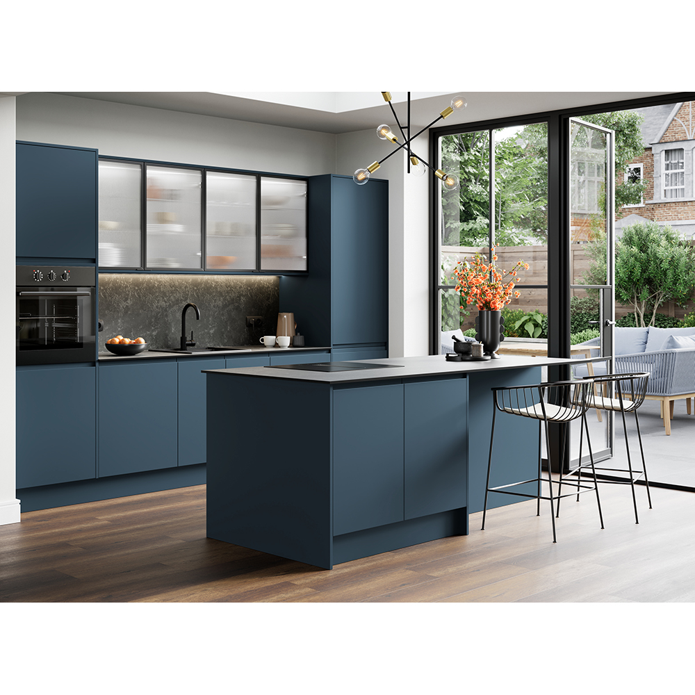 Front usa GOODHOME Winterana, Sticla cu striatii, aluminiu, 30 x 89.5 x 2 cm, negru