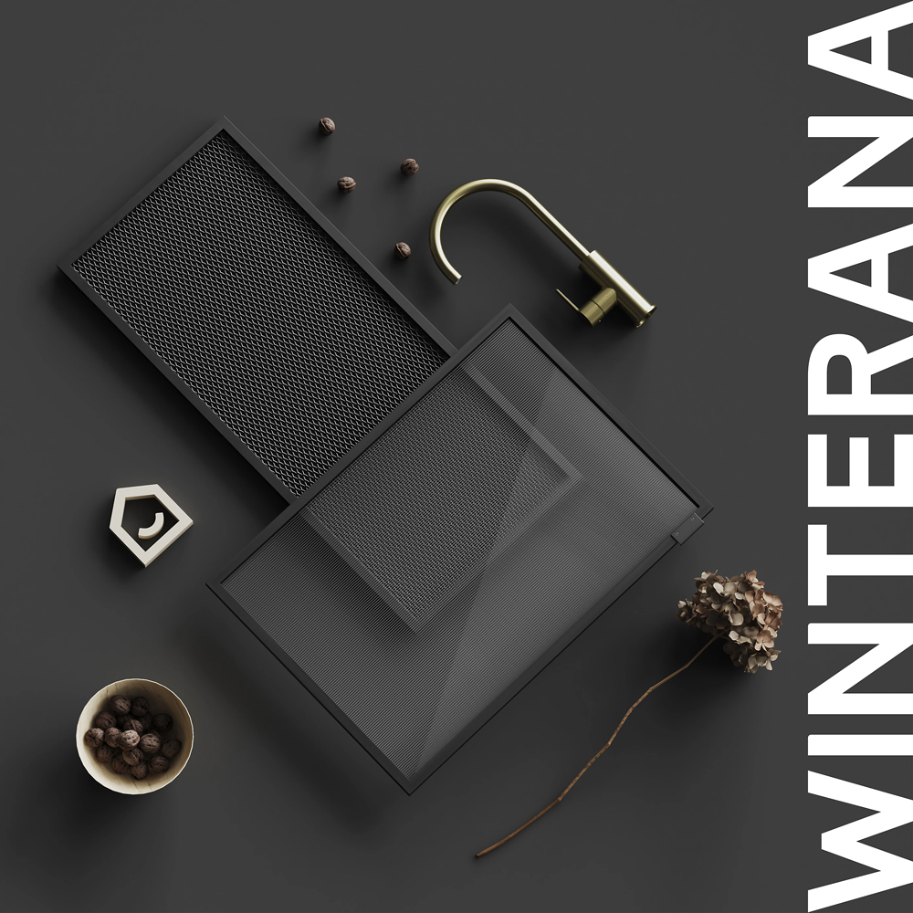 Front usa GOODHOME Winterana, aluminiu, 80 x 35.6 x 0.2 cm, negru