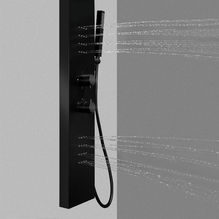 Panel de dus GOODHOME Abala, termostat, hidromasaj, 140 cm, negru