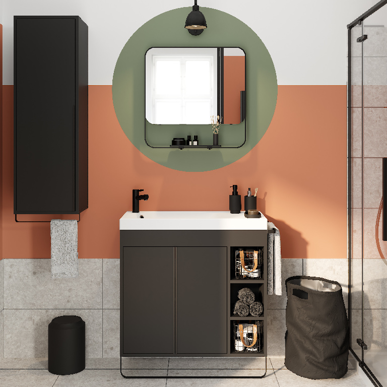 Masca lavoar GoodHome Maza, MDF, 85 x 36 x 82 cm, negru
