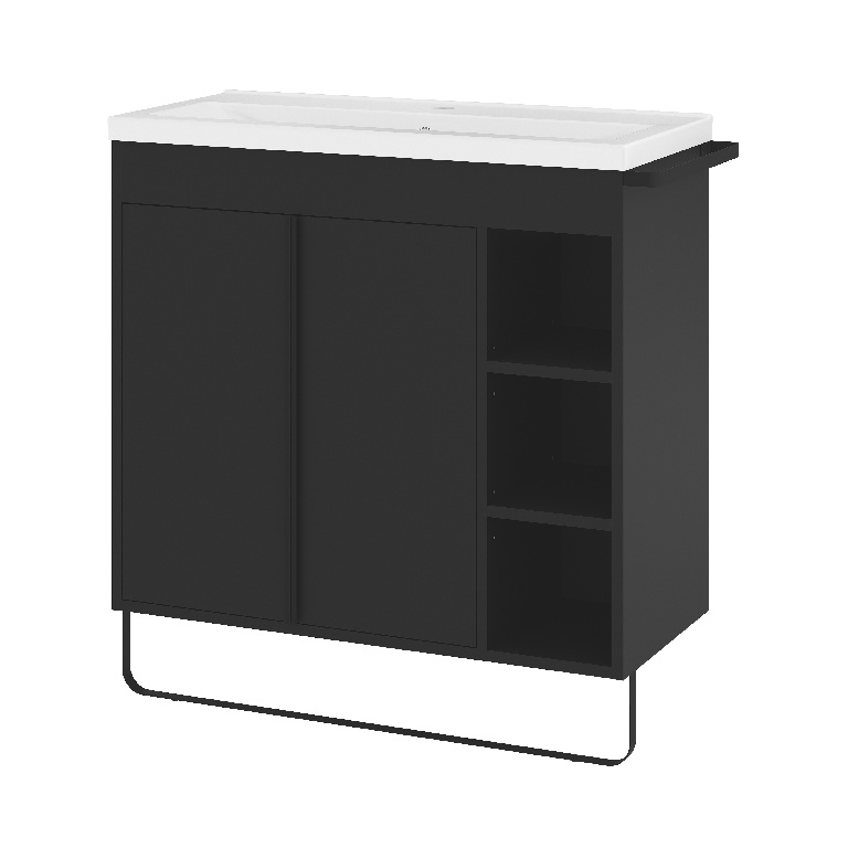 Masca lavoar GoodHome Maza, MDF, 85 x 36 x 82 cm, negru