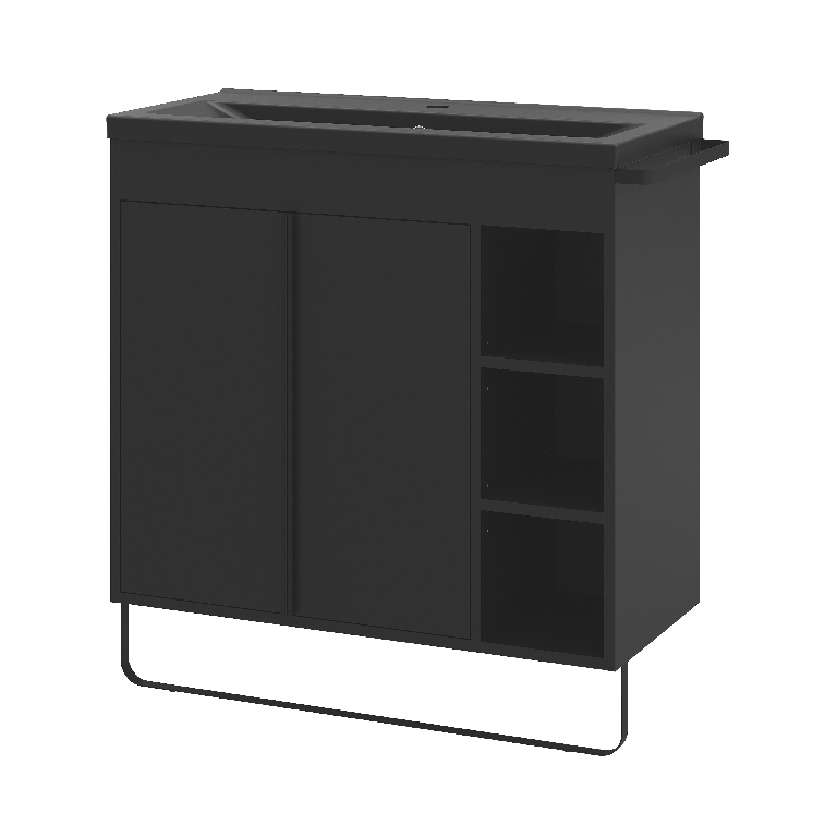 Masca lavoar GoodHome Maza, MDF, 85 x 36 x 82 cm, negru