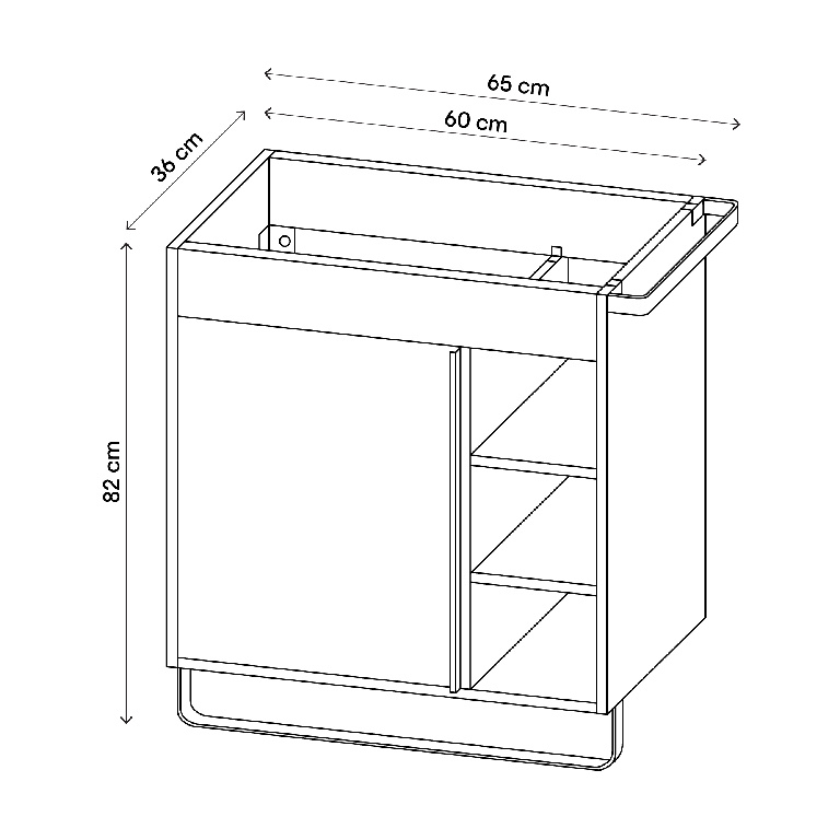  Masca lavoar GoodHome Maza, MDF, 65 x 36 x 82 cm, natur