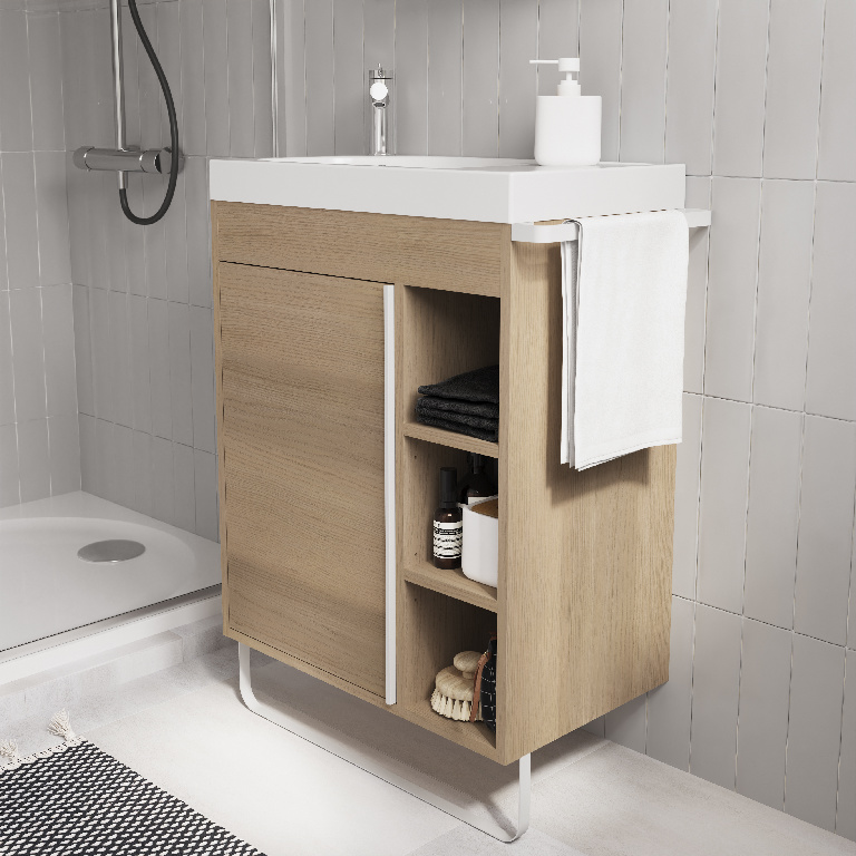  Masca lavoar GoodHome Maza, MDF, 65 x 36 x 82 cm, natur