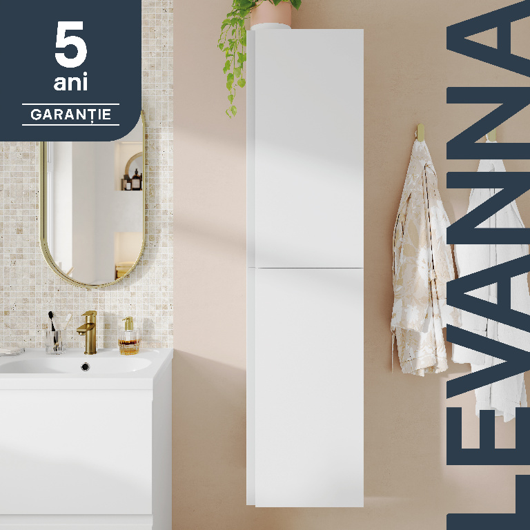 Dulap coloana baie suspendata GOODHOME Levanna, 40 x 160 x 36 cm, suspendat, PAL si polipropilena, alb