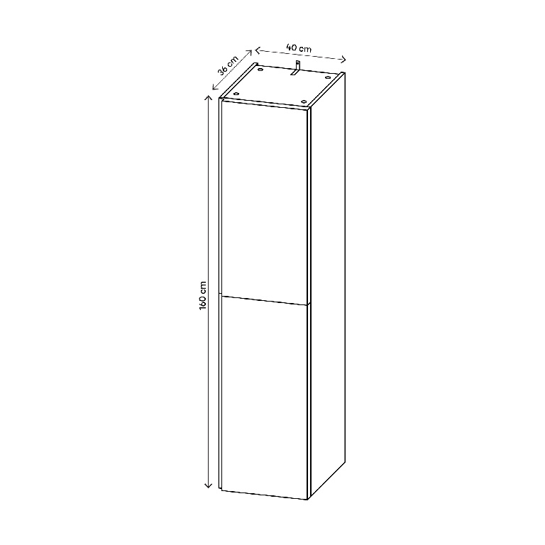 Dulap coloana pentru baie GOODHOME Levanna, 40 x 160 x 36 cm, suspendata, PAL si PET, gri inchis