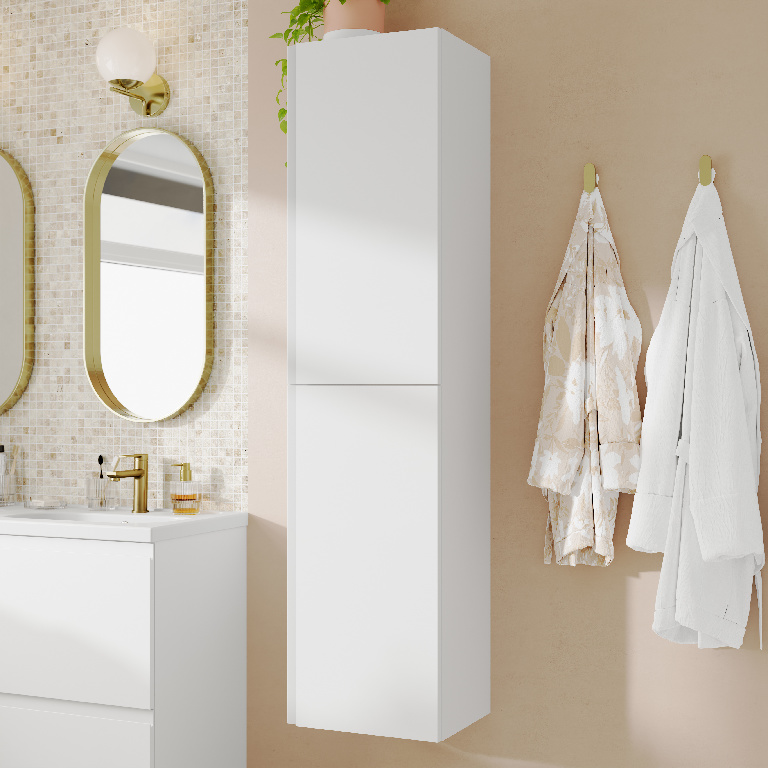 Dulap coloana baie suspendata GOODHOME Levanna, 40 x 160 x 36 cm, suspendat, PAL si polipropilena, alb