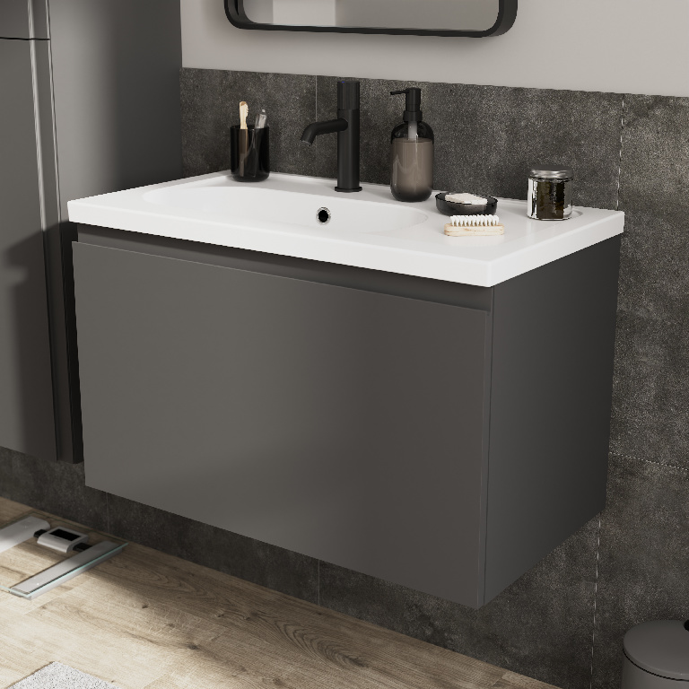 Masca lavoar GoodHome Levanna, suspendata, 80 x 45 x 48 cm, antracit