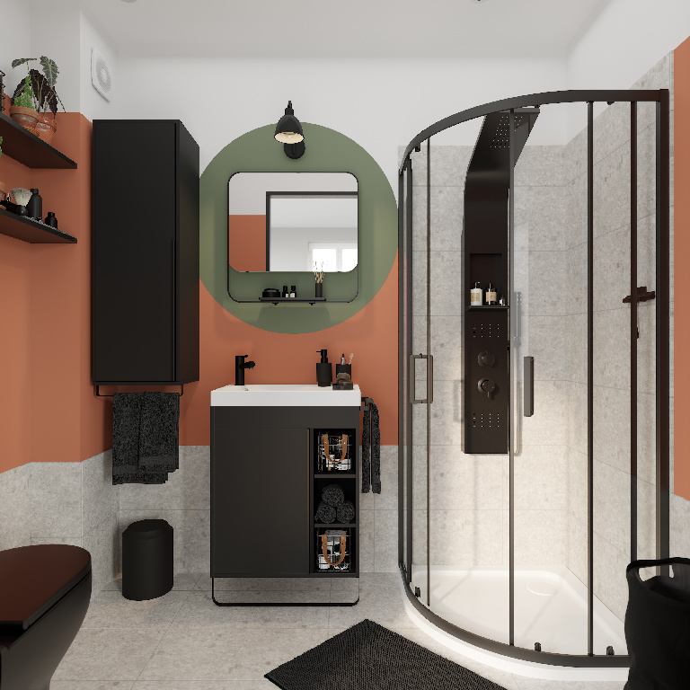 Masca lavoar GoodHome Maza, MDF, 65 x 36 x 82 cm, negru