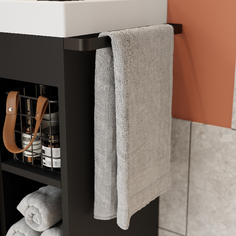Masca lavoar GoodHome Maza, MDF, 65 x 36 x 82 cm, negru