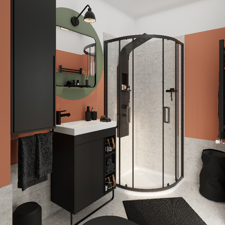 Masca lavoar GoodHome Maza, MDF, 65 x 36 x 82 cm, negru