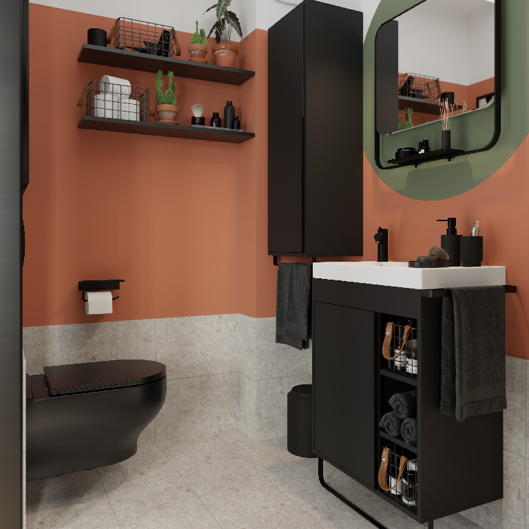 Masca lavoar GoodHome Maza, MDF, 65 x 36 x 82 cm, negru