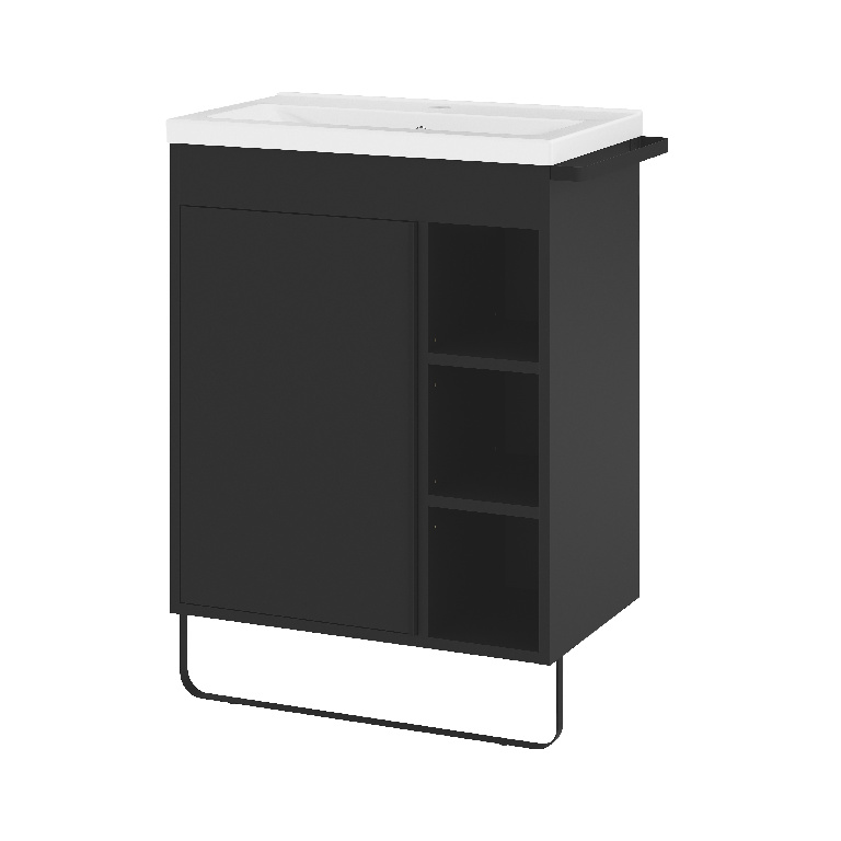 Masca lavoar GoodHome Maza, MDF, 65 x 36 x 82 cm, negru