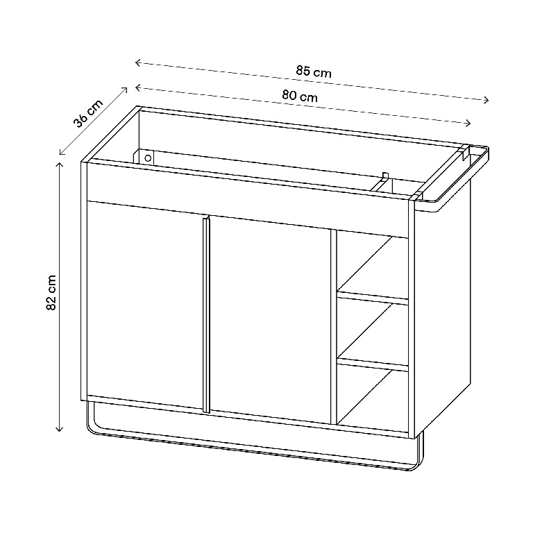 Masca lavoar GoodHome Maza, MDF, 85 x 36 x 82 cm, negru