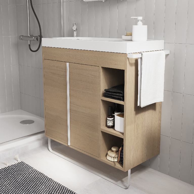 Masca lavoar GoodHome Maza, MDF, 85 x 36 x 82 cm, natur
