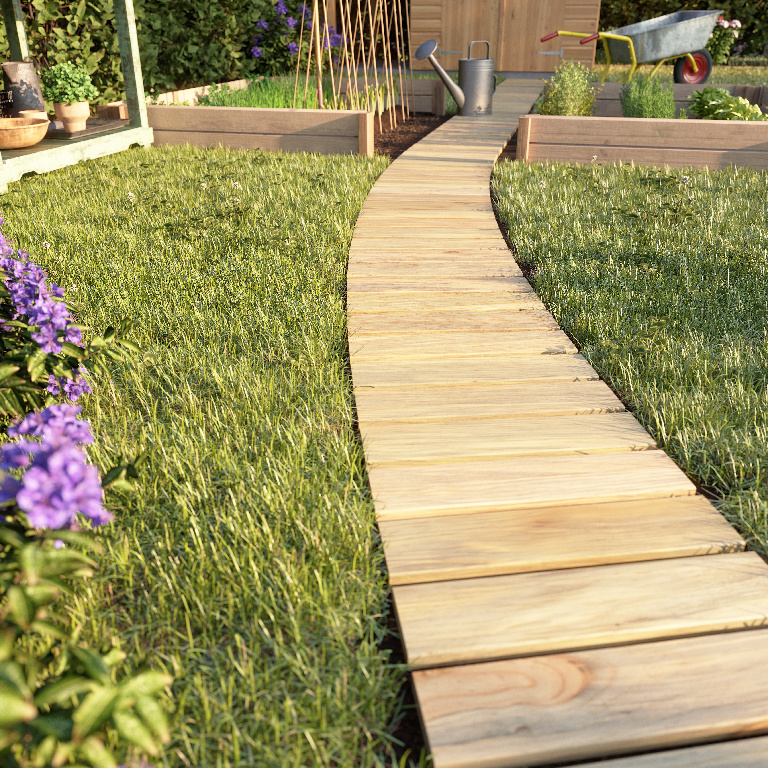 Traversa pentru gradina KLIKSTROM Sauda, 200 x 40 cm, lemn-natural, maro