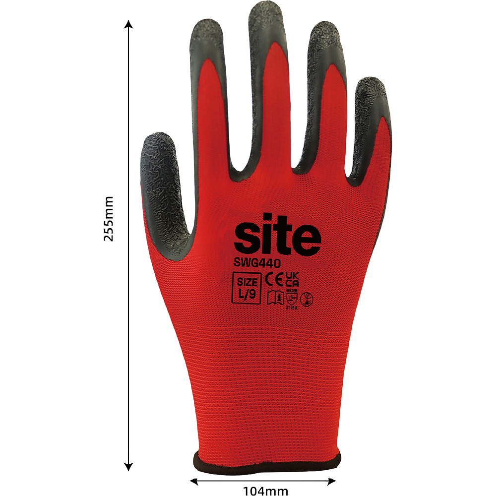 Manusi mecanic SITE SWG470-L, latex, rosu-negru, L