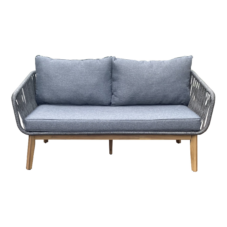 Set mobilier gradina/terasa Vitello, masa + 2 fotolii + canapea, 4 piese, gri-maro