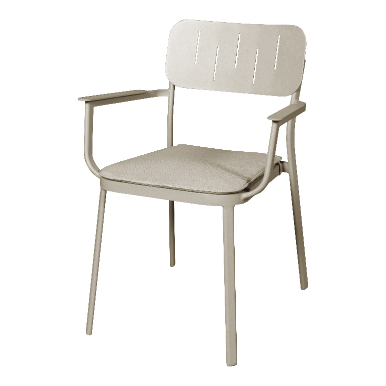 Scaun terasa GOODHOME Santacruz, metal, 59.7 x 82.6 x 59.2 cm, bej