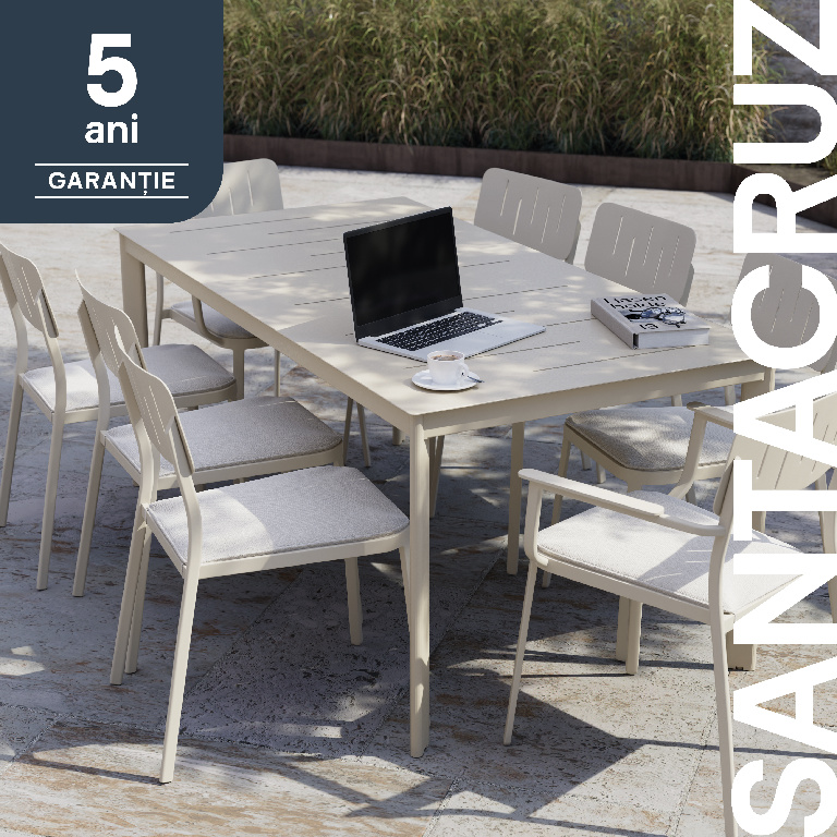 Scaun terasa GOODHOME Santacruz, metal, 59.7 x 82.6 x 59.2 cm, bej
