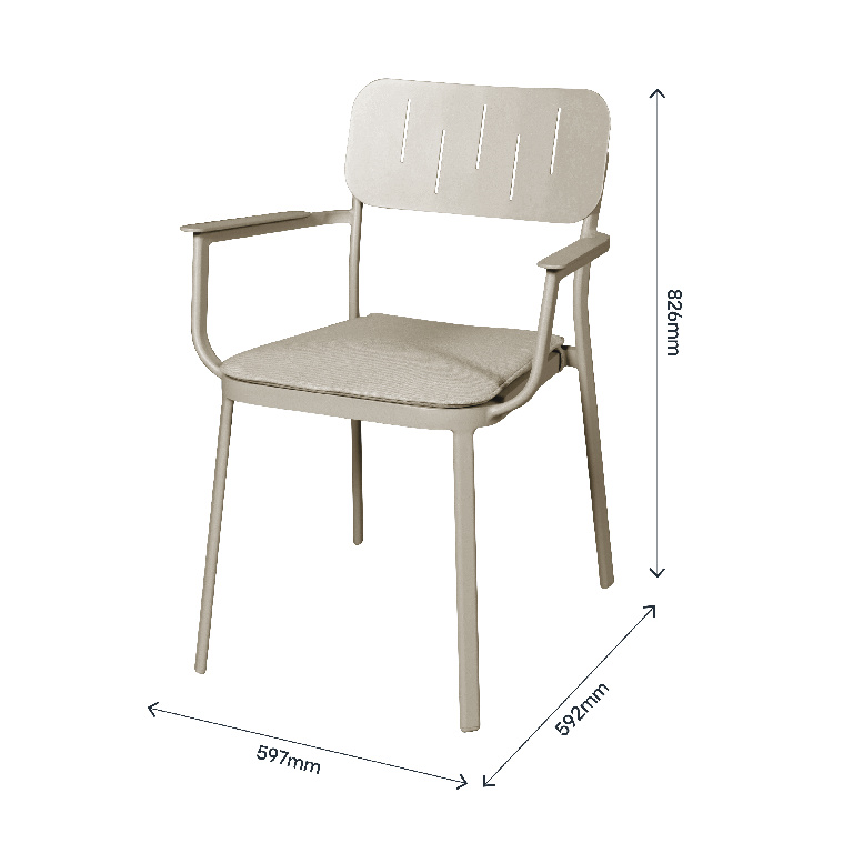 Scaun terasa GOODHOME Santacruz, metal, 59.7 x 82.6 x 59.2 cm, bej