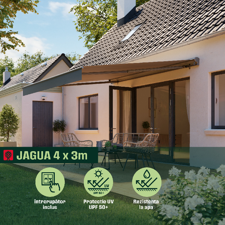 Copertina retractabila KLIKSTROM, aluminiu, 395 x 300 cm, gri antracit