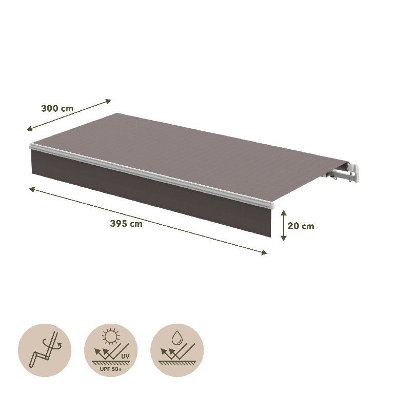 Copertina retractabila BLOOMA, aluminiu, 400 x 300 cm, taupe