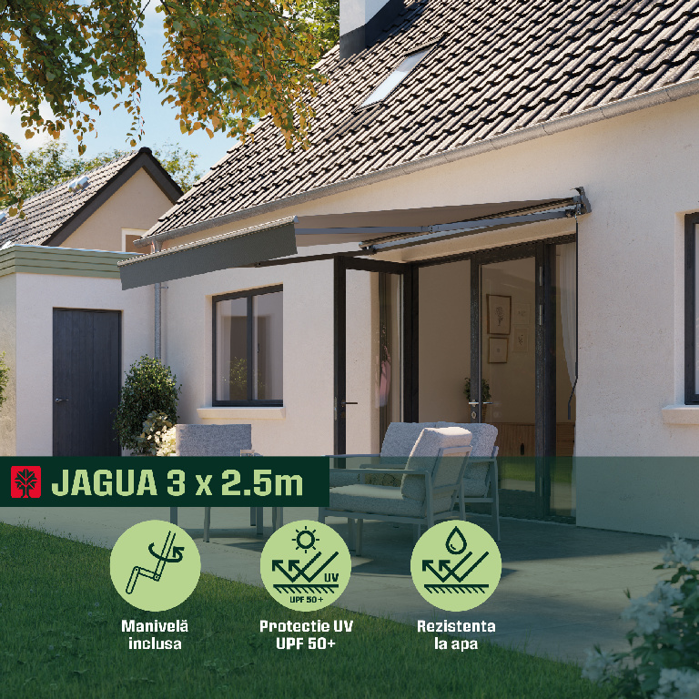 Copertina retractabila KLIKSTROM, aluminiu, 292 x 250 cm, gri