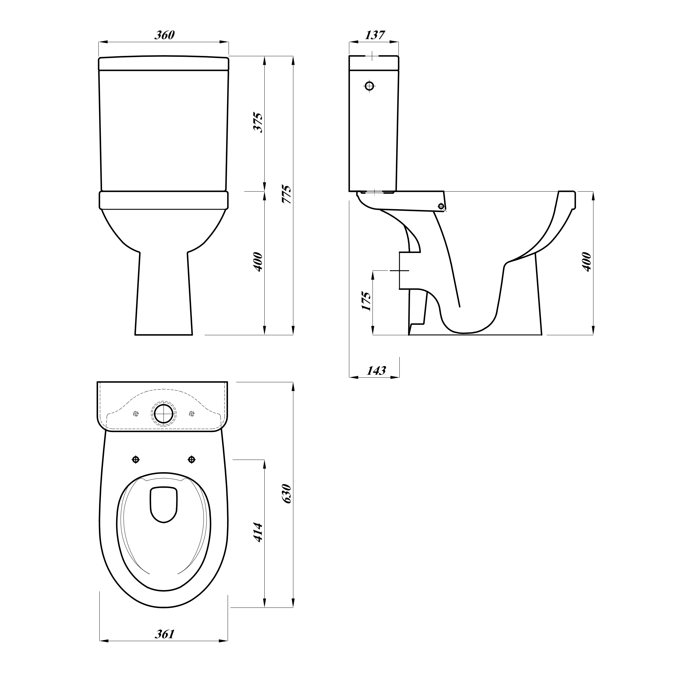 Set vas WC Thasos, portelan, rezervor 6 l, capac SoftClose, alb