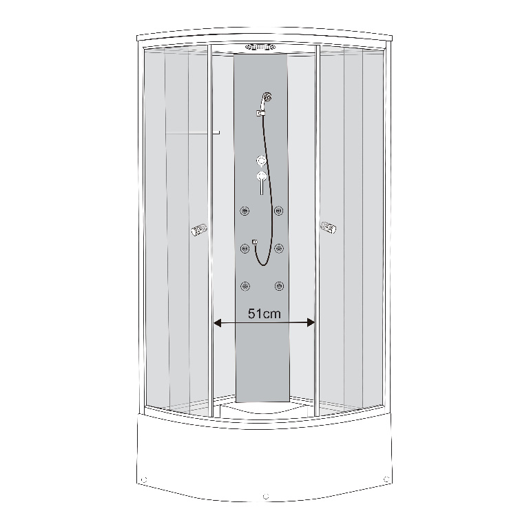 Cabina dus cu hidromasaj Briska, semirotunda, 90 x 90 x 210 cm, sticla securizata 4 mm, profil crom