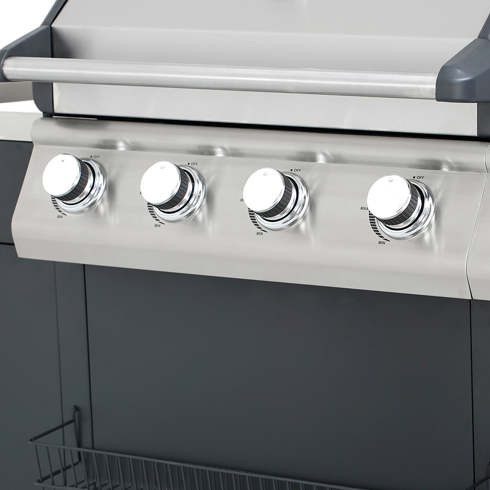 Gratar gaz GOODHOME BBQ , 4 role, negru