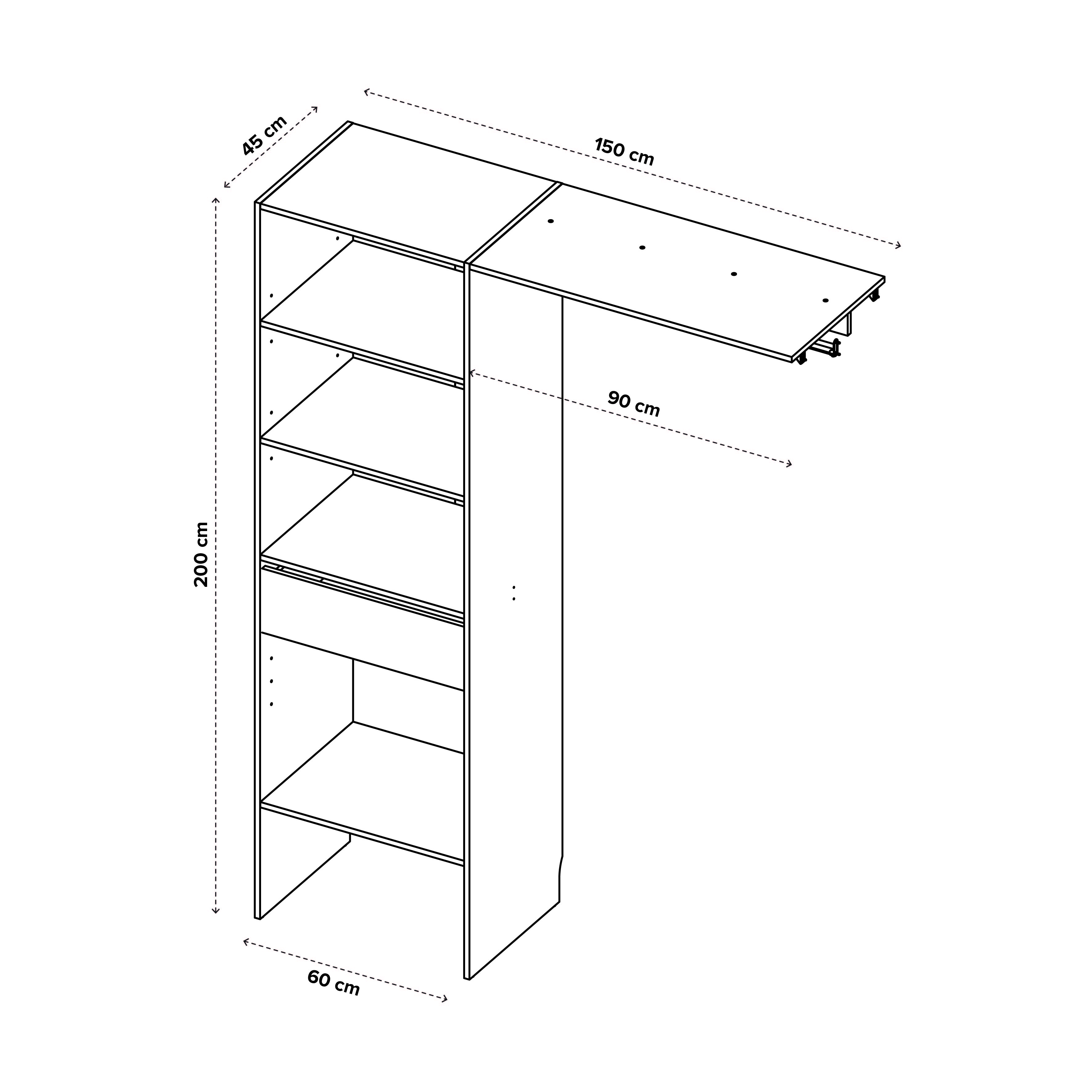 Kit dressing Nyssa, 200 x 150 x 45 cm, alb