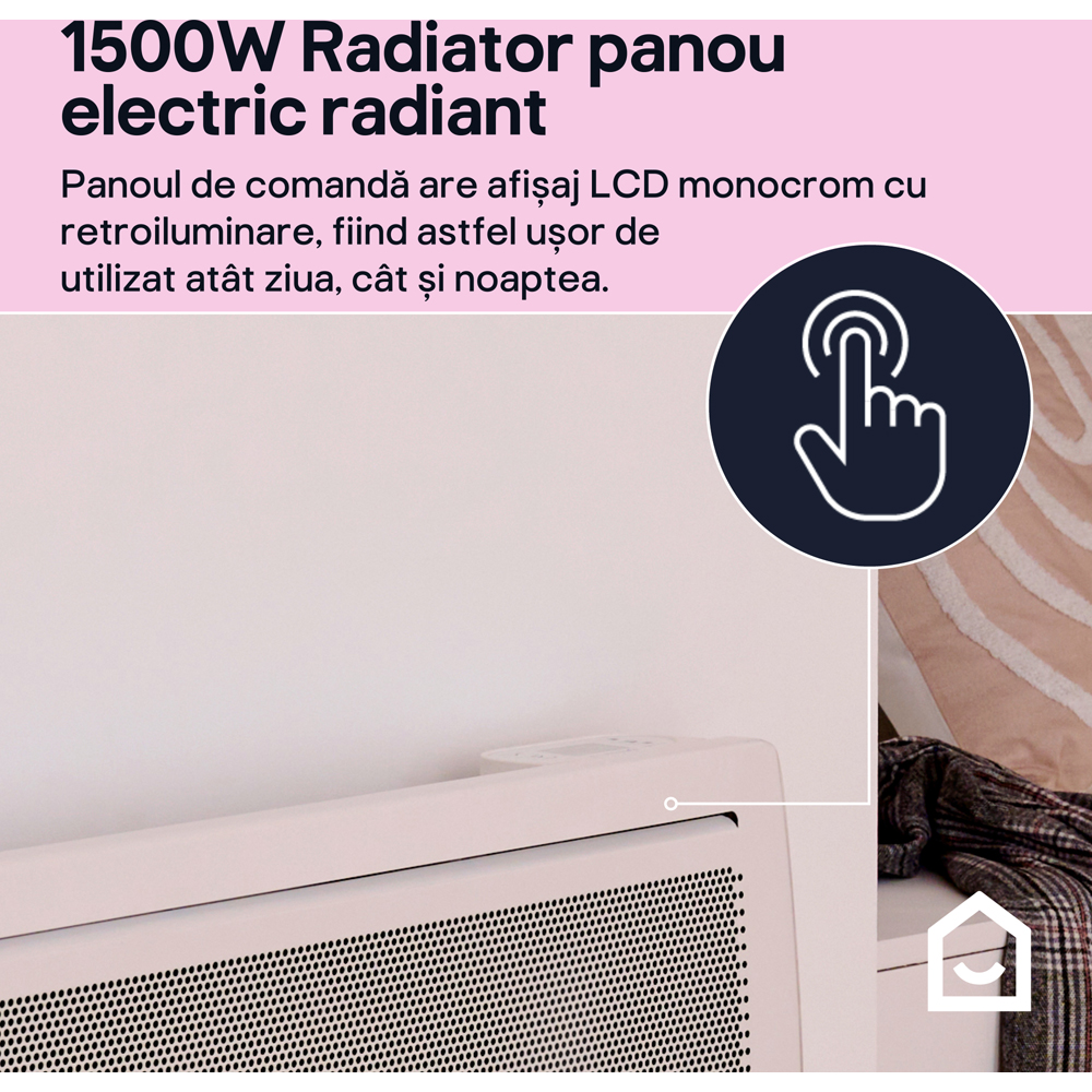 Panou radiant electric de perete GoodHome, 2000W, 4 trepte, alb