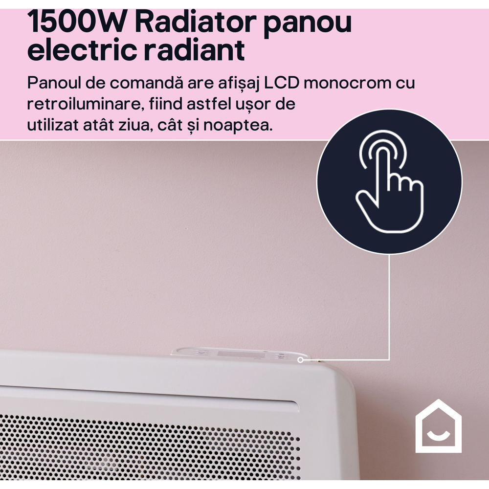 Panou radiant electric de perete GoodHome, 1500W, 4 trepte, alb