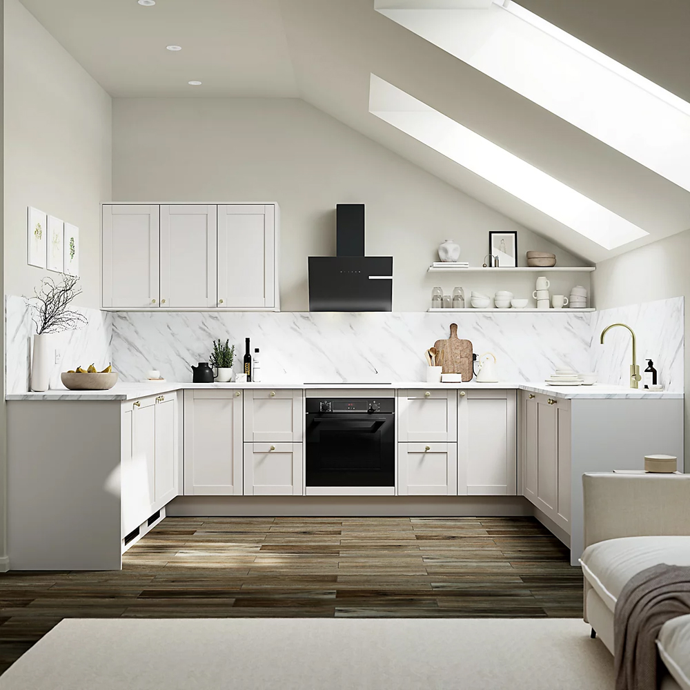 Front usa sertar GOODHOME Ashmead, 59.7 x 71.5 cm, gri mat