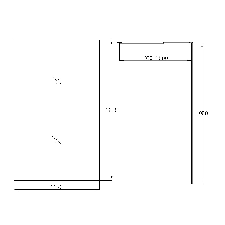Paravan dus walk-in GOODHOME Ledava, aluminiu, sticla securizata 8mm, 120 x 195 cm, profil negru