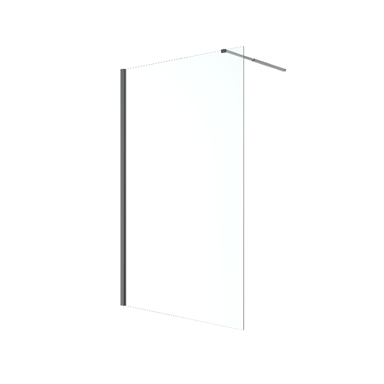 Paravan dus walk-in GOODHOME Ledava, aluminiu, sticla securizata 8mm, 120 x 195 cm, profil negru