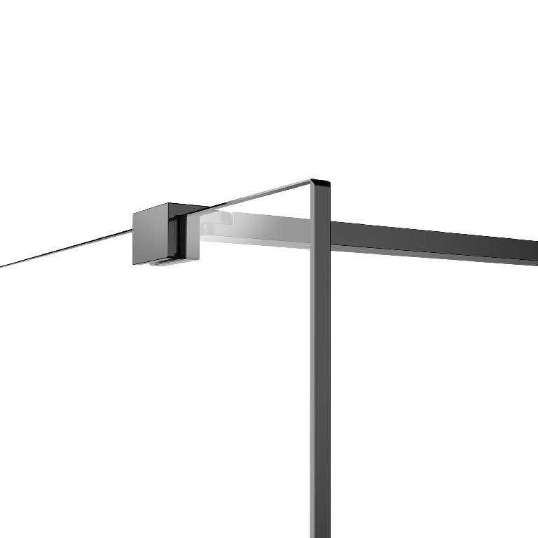 Paravan dus walk-in GOODHOME Ledava, aluminiu, sticla securizata 8mm, 120 x 195 cm, profil negru